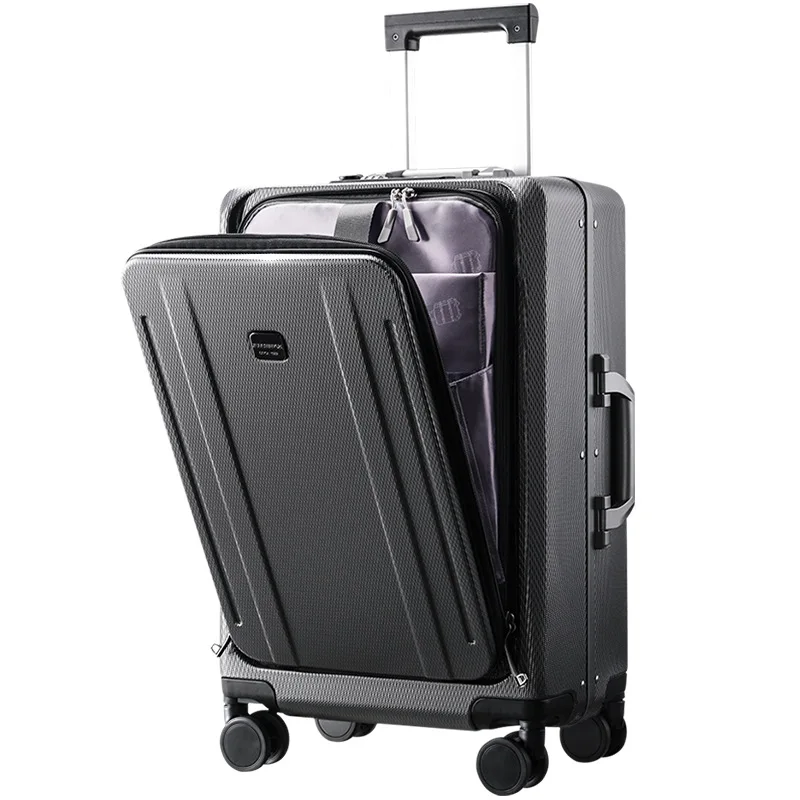 Front opening luggage trolley case 20 "boarding travel case aluminum frame trolley case 18" luggage case
Front opening luggage trolley case 20 "boarding travel case aluminum frame trolley case 18" luggage case