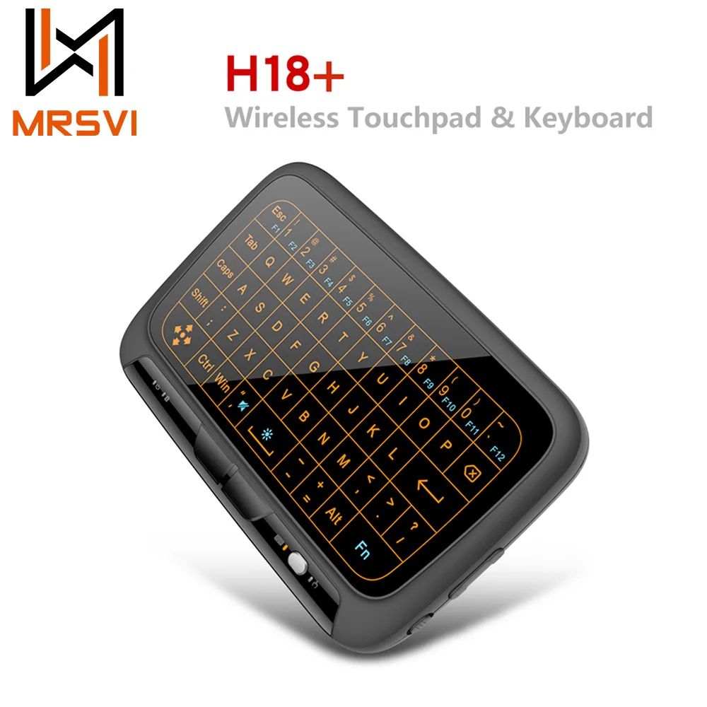 

MRSVI H18 Mini Full Touch Screen 2.4GHz Air Mouse Touchpad Backlight Wireless Keyboard Smart QWERTY Keyboard for IPTV