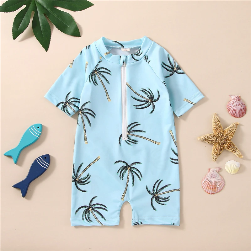 Toddler Girls Boys Swimwear Blue Short Sleeve Tropical Tree Print Zipper Bathing Suit Swimsuit Baby Swimming Clothing 1-5Y
Toddler Girls Boys Swimwear Blue Short Sleeve Tropical Tree Print Zipper Bathing Suit Swimsuit Baby Swimming Clothing 1-5Y