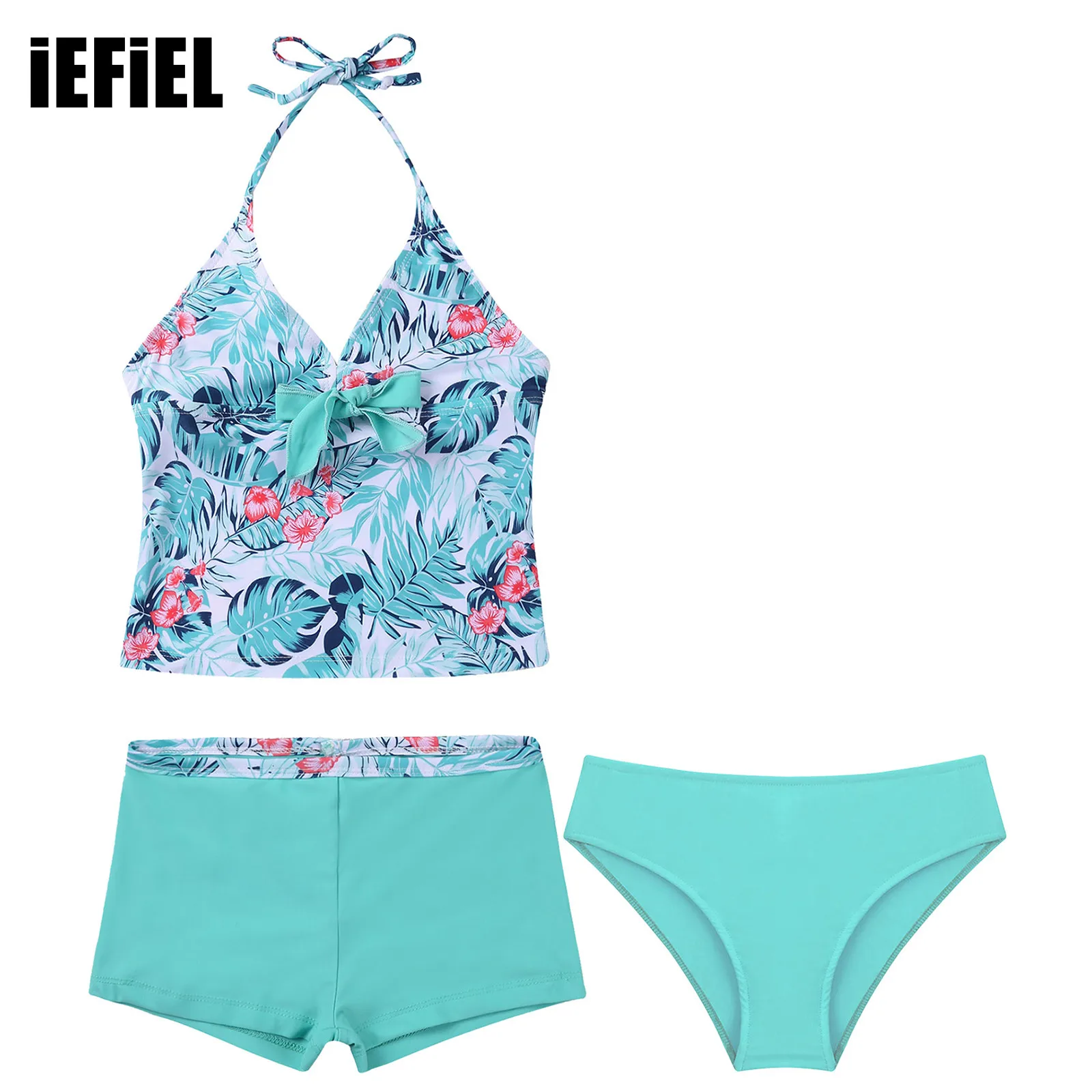 3Pcs Kids Girls Swimsuit Set Halter Printed Padded Tops with Elastic Waistband Shorts And Briefs for Beach Pool Swimming Bathing
3Pcs Kids Girls Swimsuit Set Halter Printed Padded Tops with Elastic Waistband Shorts And Briefs for Beach Pool Swimming Bathing