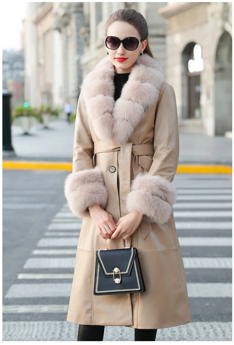Leather coat,Genuine Leather Jacket Women Fox Fur Collar Long Sheepskin Coat Female Warm Winter Down Jackets Korean Femme2023
Leather coat,Genuine Leather Jacket Women Fox Fur Collar Long Sheepskin Coat Female Warm Winter Down Jackets Korean Femme2023