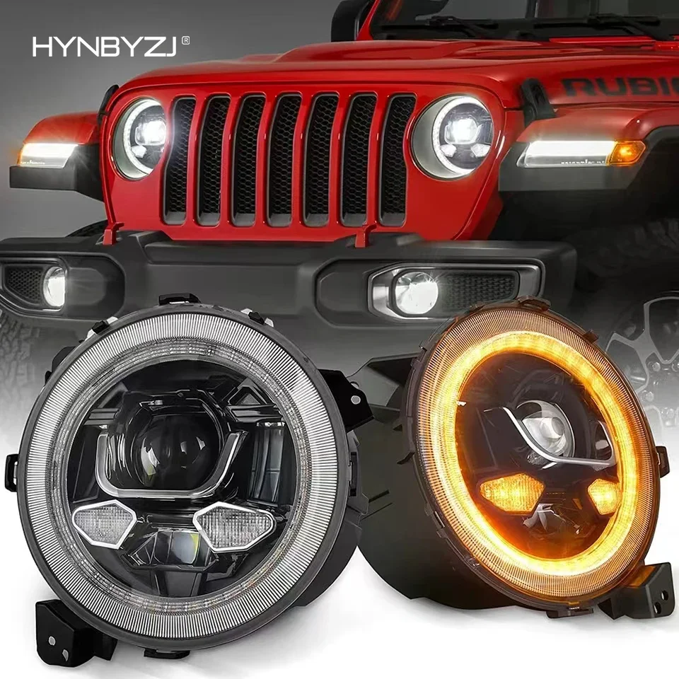 

HYNBYZJ 9Inch 180W LED Headlights DRL Turn Signal Halo Hi/Lo Beam Adjustable for -Jeep Wrangler JL 2018-2021 Gladiator JT