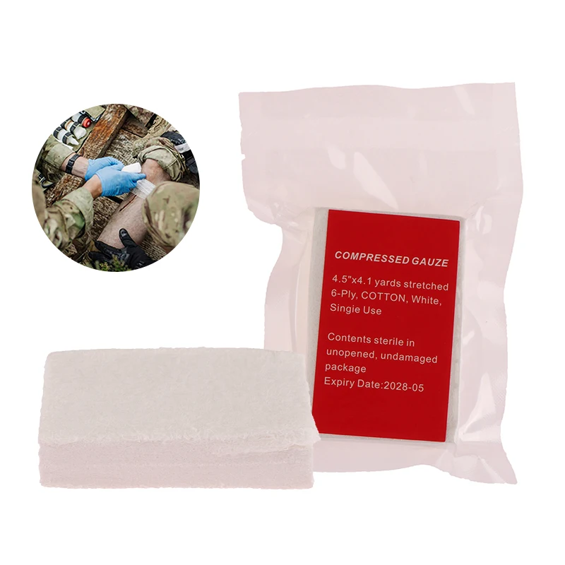 

Z-fold Vacuum Cotton Compressed Gauze Bandage Medical Tactical Field For Bone Fracture Treatment First Aid Kit Burn Dressing