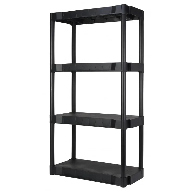 

Hyper Tough Black Plastic 4-Tier 56.2" H x 30"" W x 13.8" D, 280lb Total Capacity