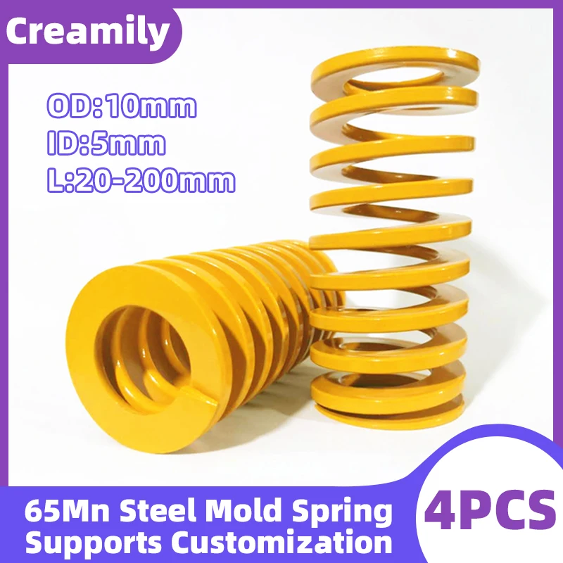 

Creamily 4PCS Yellow TF Spiral Stamping Compression Mould Die Spring Small Load Die Mold Springs OD 10mm ID 5mm L 20-200mm