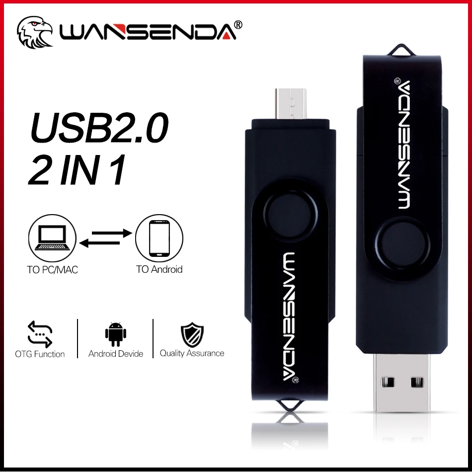 

Original Wansenda OTG USB Flash Drive 256GB 128GB 64GB 32GB 16GB 8GB 4GB Pen Drive Cle USB 2.0 Pendrive for Micro Android/PC