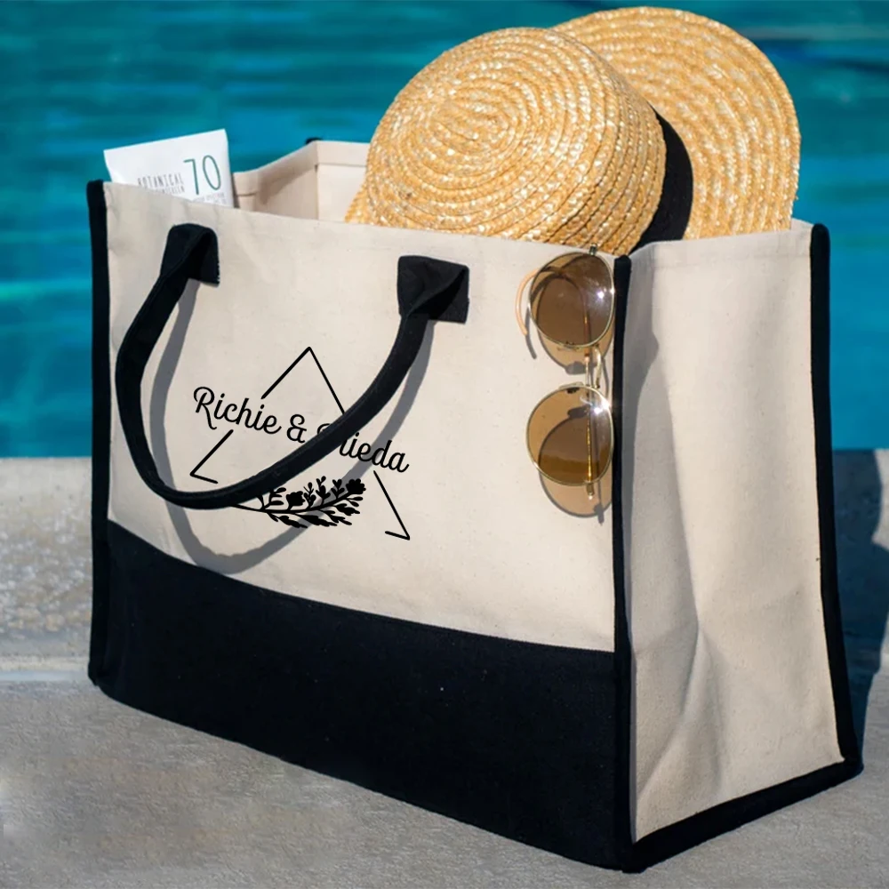 

Personalized Custom Ladies Beach Tote Bag Single Bridesmaid Bridal Party Large Capacity Travel Portable Casual Shoulder Bag