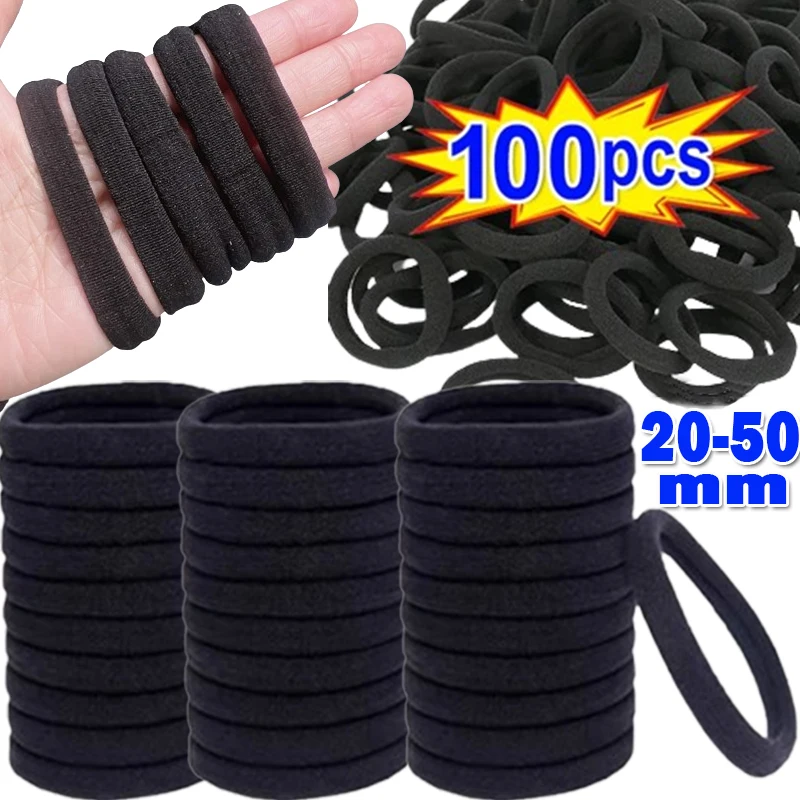 

10/100Pcs High Elastic Hair Bands for Women Girls Black Hairband Rubber Ties Ponytail Holder Scrunchies Kids Hair Accessories