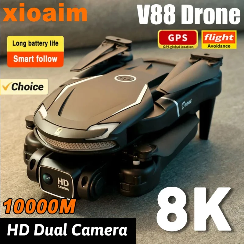 

For Xiaomi New V88 Drone 8K 5G GPS Professional HD Aerial Photography Remote Control Aircraft HD Dual Camera Quadcopter Toy UAV