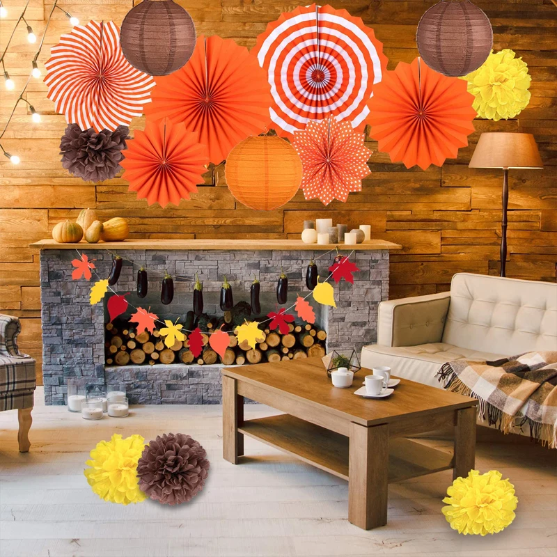 16 Pieces Maple Bunting Garland Fall Party Decorations Orange Hanging Paper Fan Fall Paper Pom Poms Paper Lanterns
16 Pieces Maple Bunting Garland Fall Party Decorations Orange Hanging Paper Fan Fall Paper Pom Poms Paper Lanterns