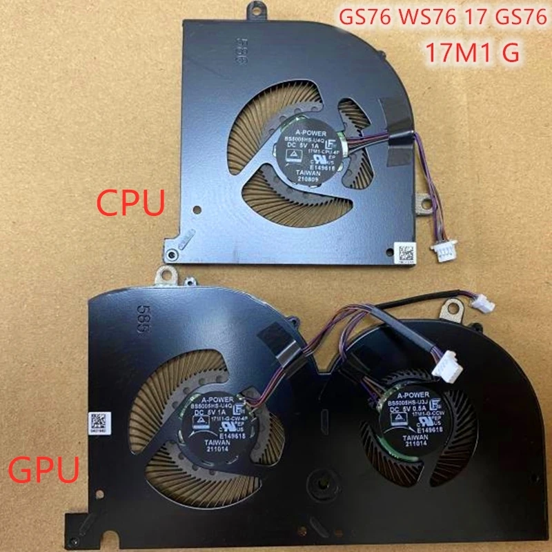 

New Laptop CPU GPU Cooling Fans Cooler Fan For MSI GS76 WS76 Creator 17 GS76 Stealth 11UE 11UG 11UH MS-17M1 17M1-CPU BS5005HS-U4