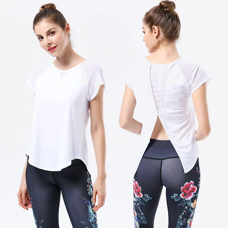 

Lu Lu Logo Spring/Summer Yoga Wear Women's Short-Sleeved Slimming Gym Sports Quick-Drying Top Workout Clothes Running Top
