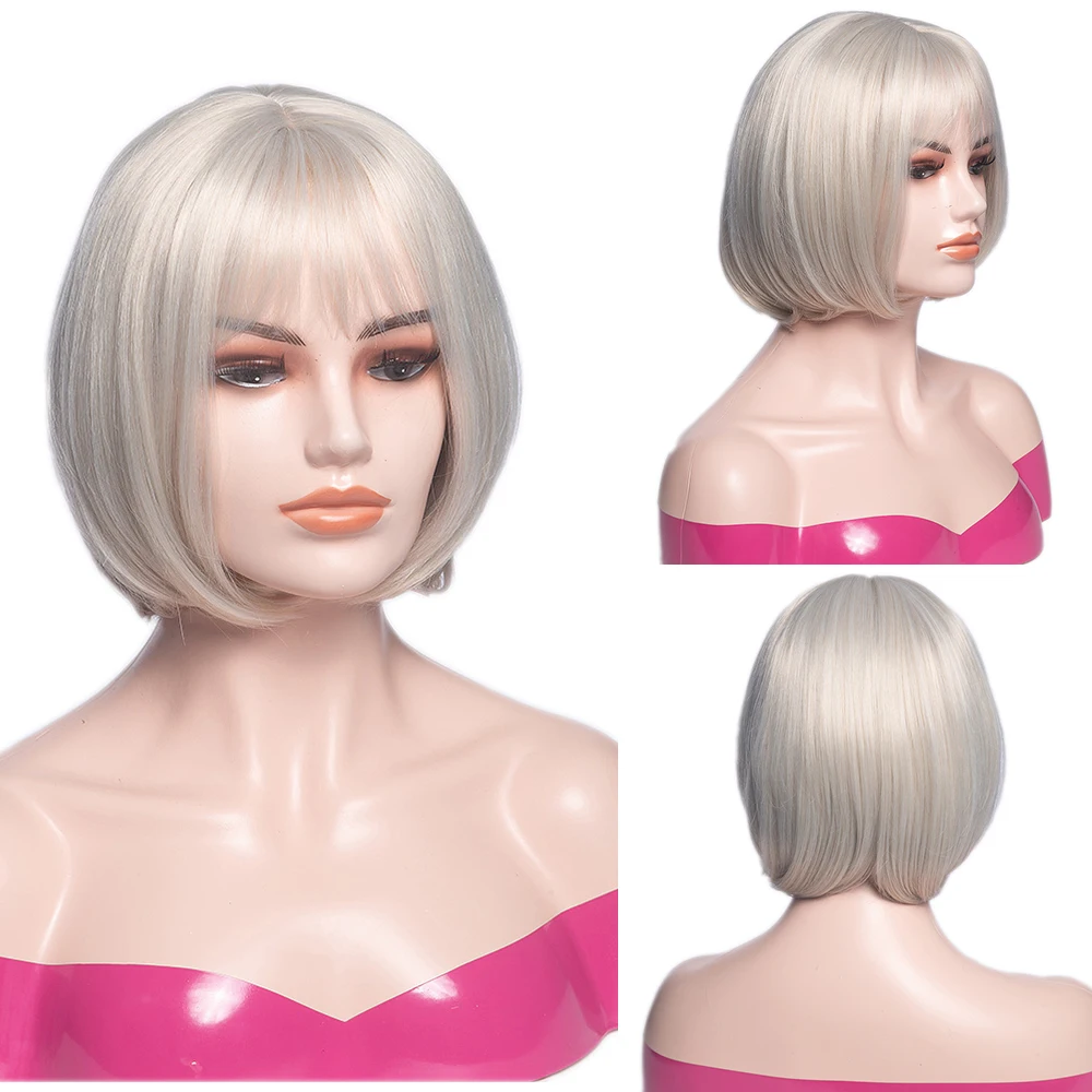 

Amir Synthetic Short Straight Bob Wig with Bangs blond Hair Wigs for Women Black Blonde Wig Cosplay Halloween Carnival Wigs