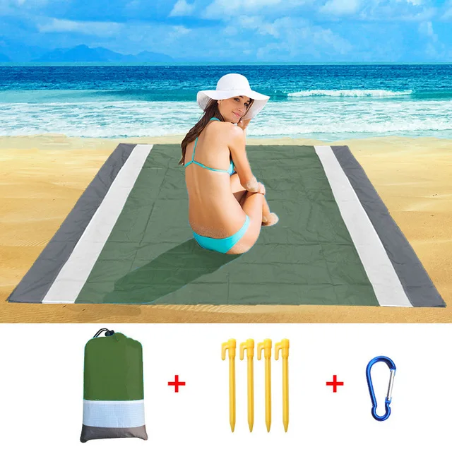 

200*210cm Portable No Sand Beach Mat Outdoor Travel Camping Beach Towel Home Decor Rugs Pocket Foldable Picnic Blanket