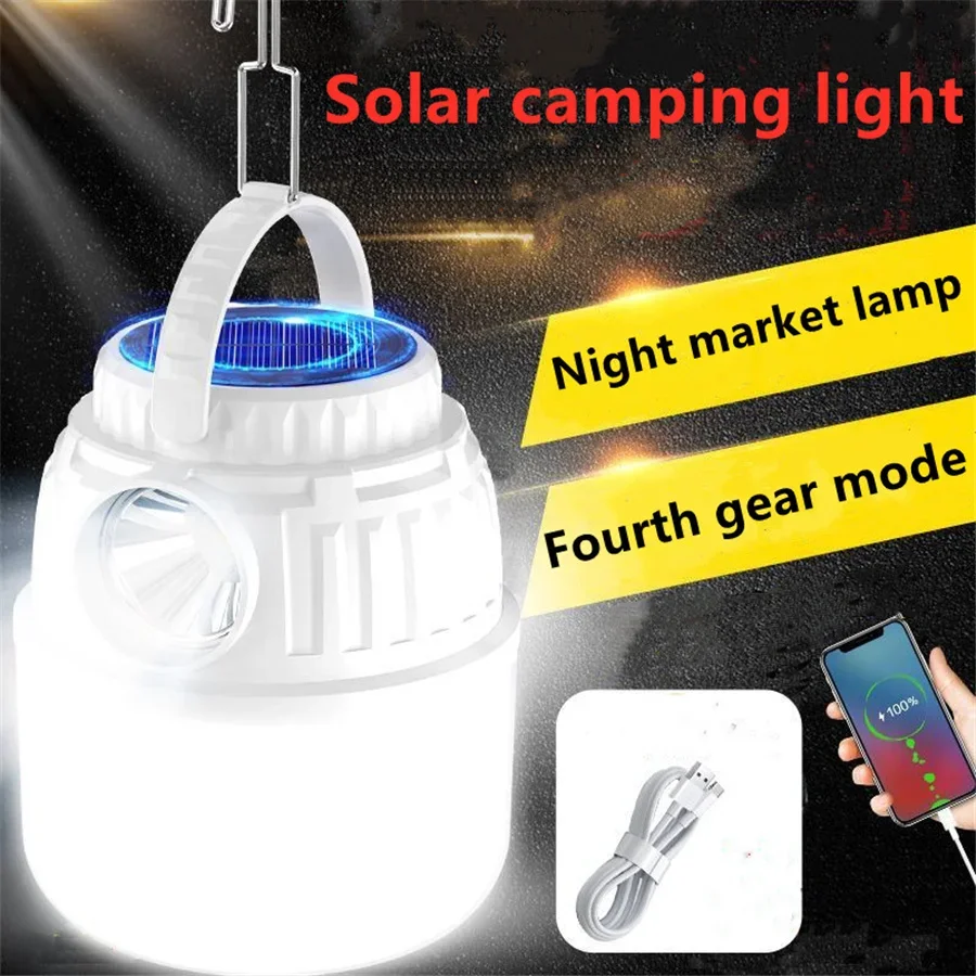 

Новинка 2024, светодиодный фонарь на солнечной батарее для кемпинга, лампа для наружной палатки, портативные фонари с USB-зарядкой, фонарик для аварийного освещения ночного рынка