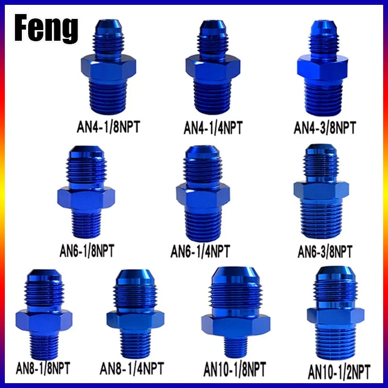 

Universal AN4 AN6 AN8 Flare Male to NPT Thread Straight Fuel Oil Air Hose Fitting Pipe Adapter Car Auto Accessories Bare Blue