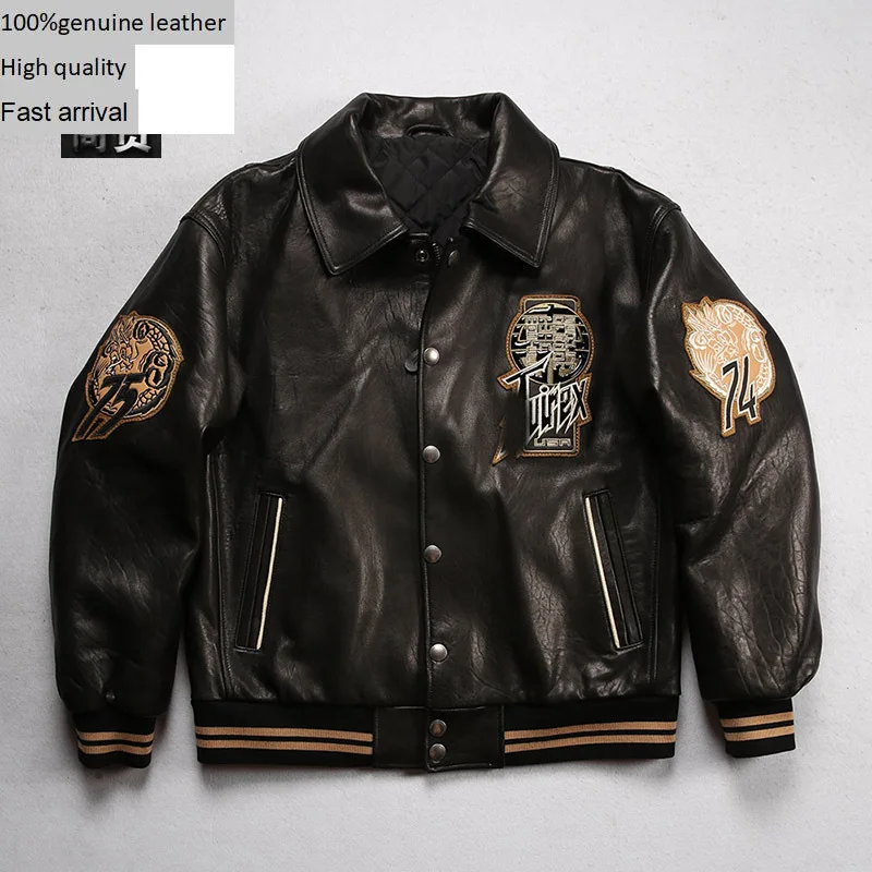 Fat plus size 100% genuine leather flight suit jacket men's lapel with thick foam New Zealand sheep hip-hop coat
Fat plus size 100% genuine leather flight suit jacket men's lapel with thick foam New Zealand sheep hip-hop coat