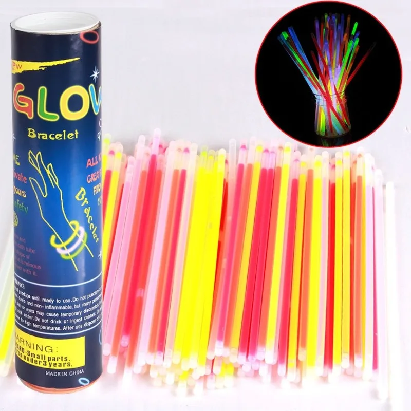 

100PCS 7 Color Glow Stick Safe Light Stick Necklace Bracelets Fluorescent for Event Festive Party Supplies Concert Decor