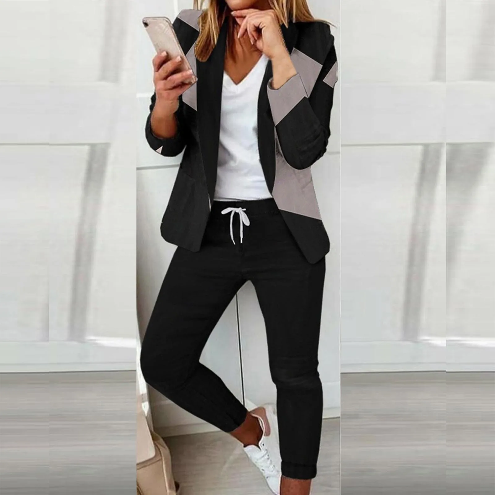 2024 Women's Two Piece Pant Suit Set Outfits Spring Summer Turn Down Print Blazer Coat Drawstring Trouser Suit Female Casual Set
2024 Women's Two Piece Pant Suit Set Outfits Spring Summer Turn Down Print Blazer Coat Drawstring Trouser Suit Female Casual Set