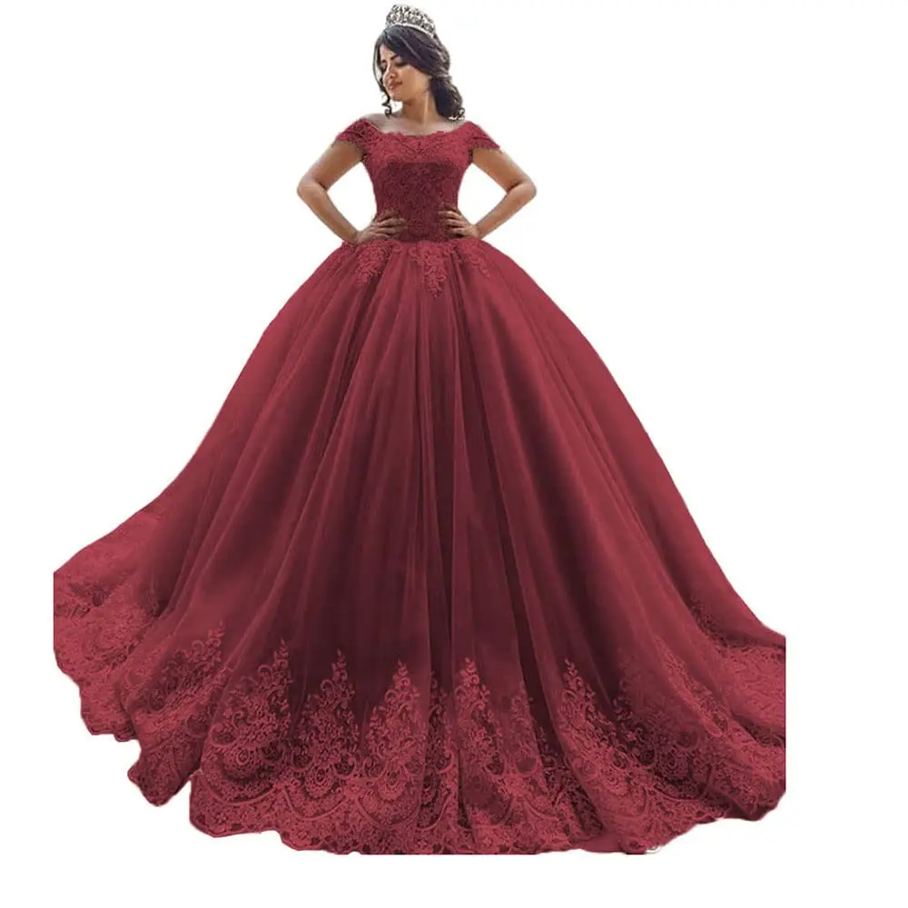 

Off Shoulder Quinceanera Dresses Appliques Lace Puffy Tulle Beaded Sweet 16 Prom Party Pageant Ball Gown Vestidos De 15 Anos