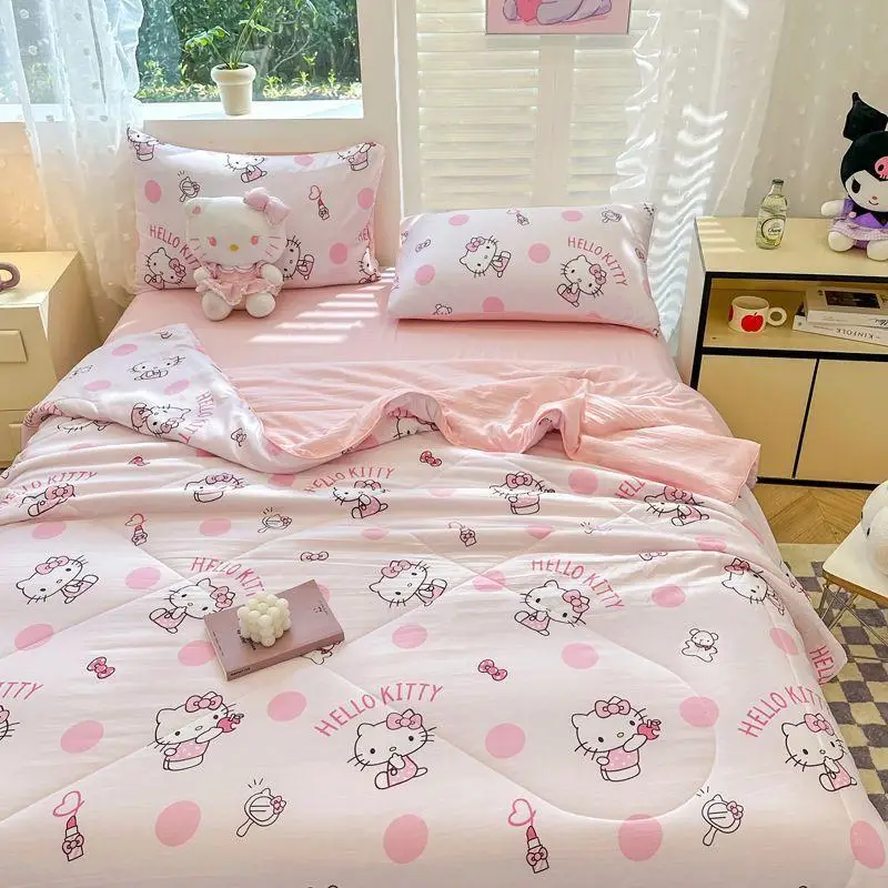 Sanrio Anime Hello Kitty Kawaii Summer Quilt Four Piece Set Cute Cartoon Kuromi Water Washed Cotton Air Condition Thin Quilt
Sanrio Anime Hello Kitty Kawaii Summer Quilt Four Piece Set Cute Cartoon Kuromi Water Washed Cotton Air Condition Thin Quilt