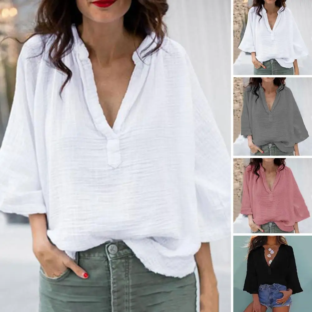 Women Shirt Tops Chic Comfortable Women's Autumn Pullover Tops Loose Fit V-neck Shirts in Solid Colors for Casual Streetwear
Women Shirt Tops Chic Comfortable Women's Autumn Pullover Tops Loose Fit V-neck Shirts in Solid Colors for Casual Streetwear