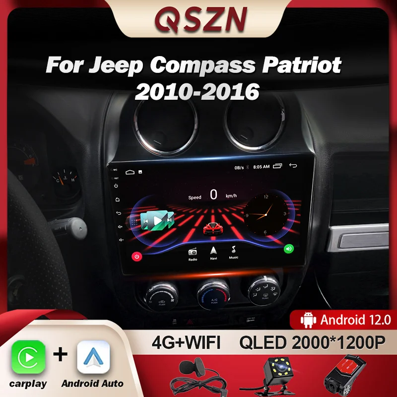 

QSZN For Jeep Compass Patriot 2010-2016 Car Radio Multimedia Video Player Navigation GPS 4G Carplay Android 12 Autoradio 2K QLED