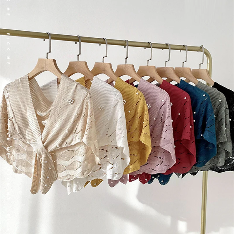 Women Summer Knitted Pearl Cardigan Jacket Spring Hollow Shawl Scarf Sun-proof Tops Female Casual All-match Thin Coat
Women Summer Knitted Pearl Cardigan Jacket Spring Hollow Shawl Scarf Sun-proof Tops Female Casual All-match Thin Coat