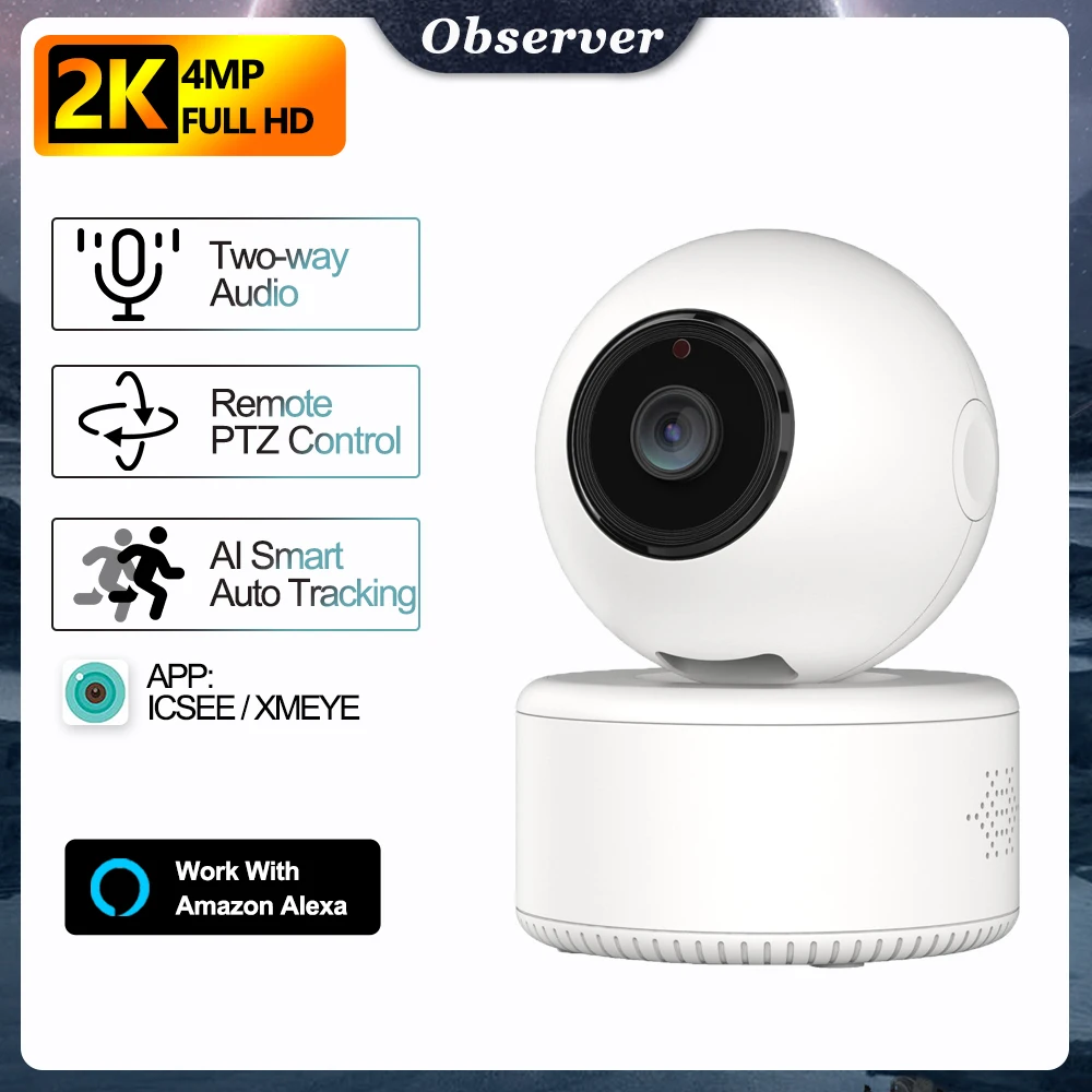 Observer 4MP WiFi Camera with Auto Tracking Baby Monitor Night Vision Indoor Mini PTZ Security IP Camera CCTV Surveillance Alexa
Observer 4MP WiFi Camera with Auto Tracking Baby Monitor Night Vision Indoor Mini PTZ Security IP Camera CCTV Surveillance Alexa