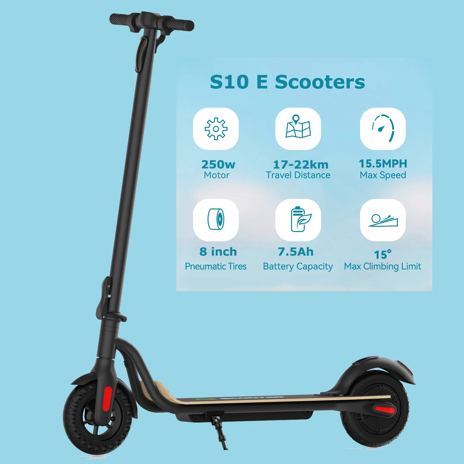 S10 E Scooters Honeycomb Airless Tire Electric Scooter 250W 7.5AH Powerful Electric Kick Scooter 8inches 10-25km/h Adult Scooter
S10 E Scooters Honeycomb Airless Tire Electric Scooter 250W 7.5AH Powerful Electric Kick Scooter 8inches 10-25km/h Adult Scooter