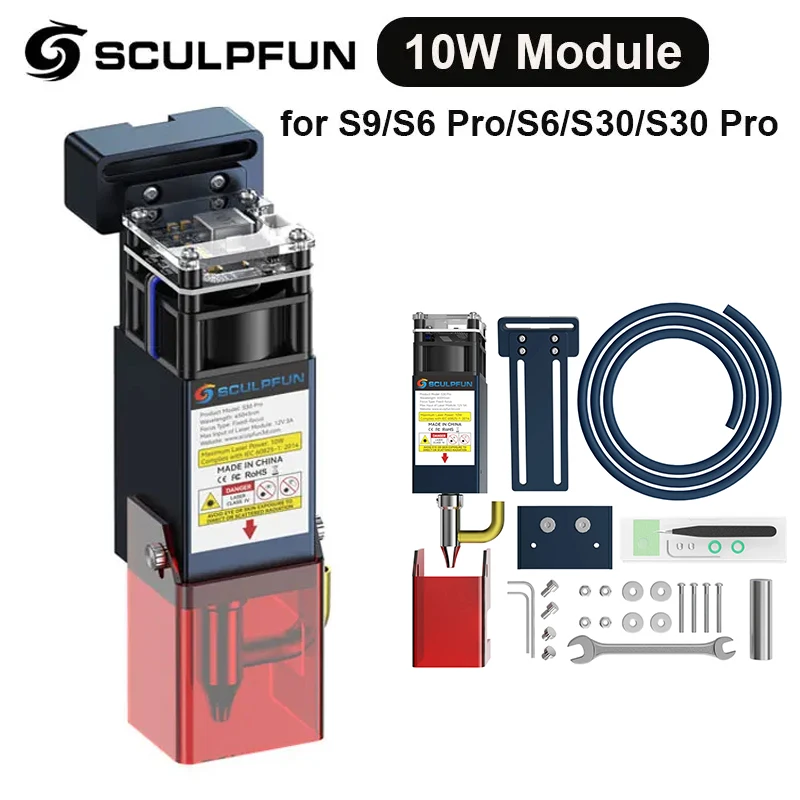 SCULPFUN S30 Pro Laser Module 10W Laser Head Built-in Air Assist Clean Cutting for DIY Wood Acrylic Cutting Metal Engraving
SCULPFUN S30 Pro Laser Module 10W Laser Head Built-in Air Assist Clean Cutting for DIY Wood Acrylic Cutting Metal Engraving
