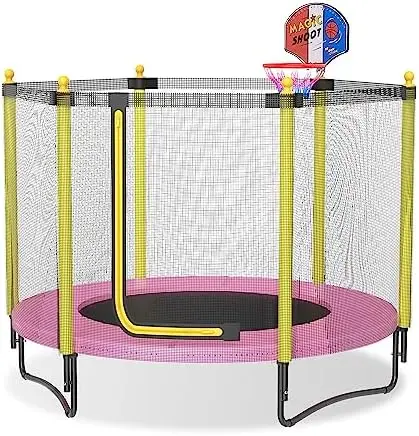 Kids Trampoline with Safety Enclosure Net, 5FT Toddler Indoor & Outdoor Trampoline/w Basketball Hoop - Parent-Child Interact
Kids Trampoline with Safety Enclosure Net, 5FT Toddler Indoor & Outdoor Trampoline/w Basketball Hoop - Parent-Child Interact