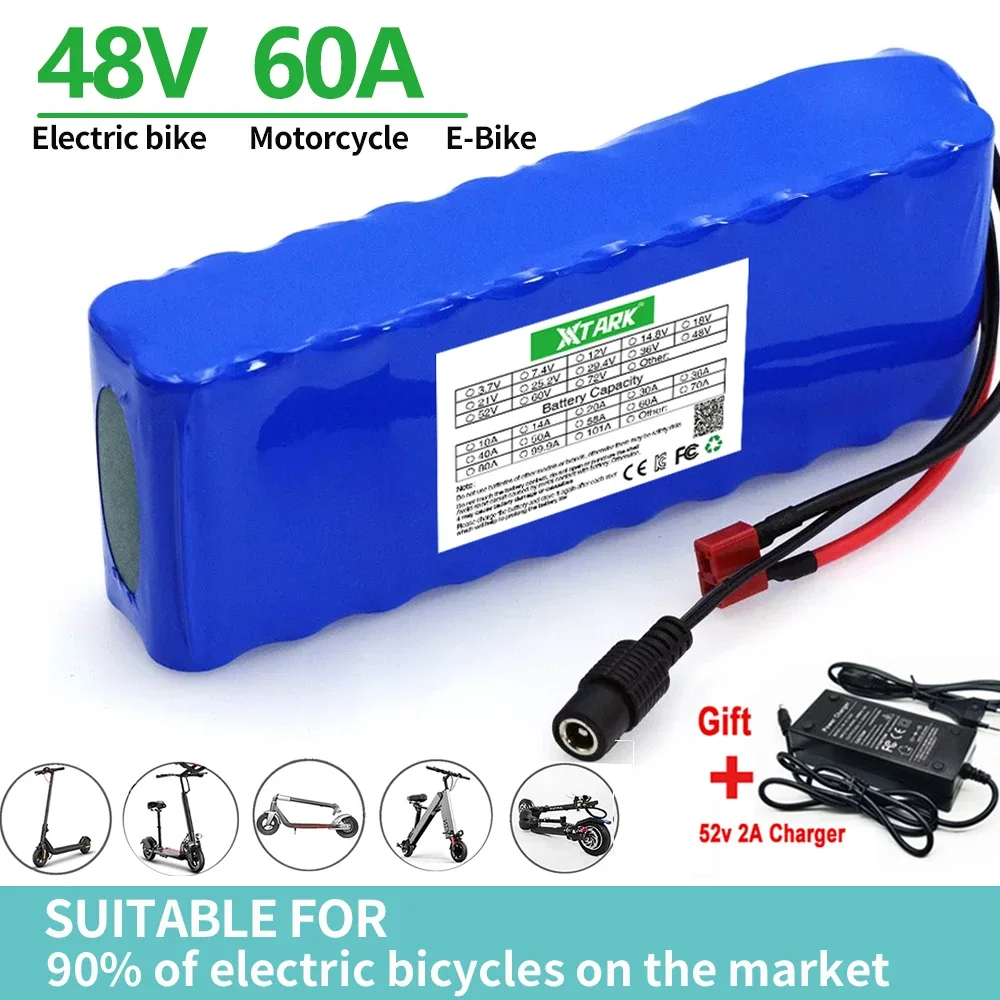 48V 60Ah 1000w 13S2P XT60 48V Lithium ion Battery Pack 60000mah For 54.6v E-bike Electric bicycle Scooter with BMS+charger
48V 60Ah 1000w 13S2P XT60 48V Lithium ion Battery Pack 60000mah For 54.6v E-bike Electric bicycle Scooter with BMS+charger