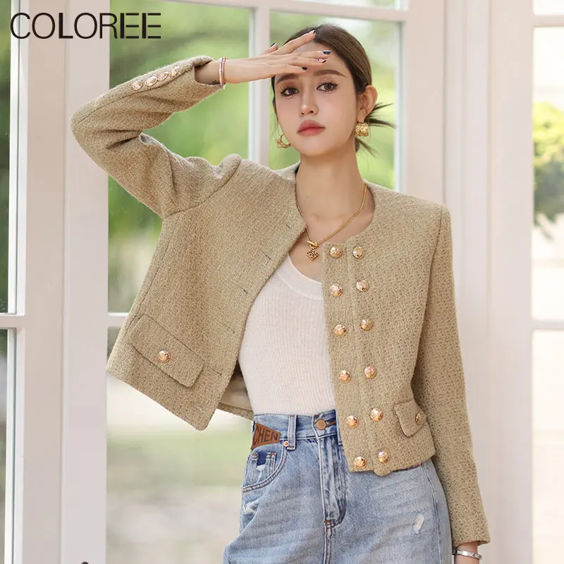 Luxury Designer Brand Wool Blends Coat for Women Elegant Vintage O-neck Yellow Tweed Jacket Women's Korean Fashion Streetwear
Luxury Designer Brand Wool Blends Coat for Women Elegant Vintage O-neck Yellow Tweed Jacket Women's Korean Fashion Streetwear