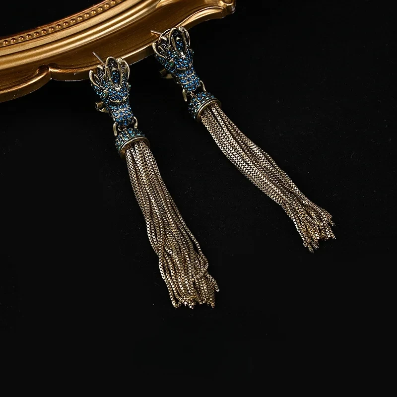 Fashionable Retro Style Long Phoenix Tail Tassel Inlaid Zircon Earrings Suitable For High-End Women's Jewelry 3 Mallzona S66e6d83ed6c642b2a23de8423fa4accfB Fashionable Retro Style Long Phoenix Tail Tassel Inlaid Zircon Earrings Suitable For High-End Women's Jewelry Mallzona