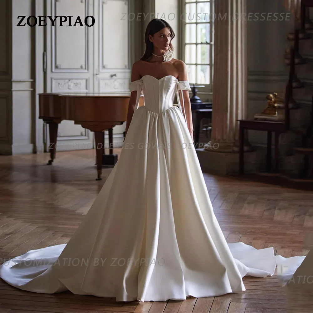Elegant A-Line Formal Wedding Dresses Women Sweetheart Off The Shoulder Satin Bridal Gown Long Train Vestidos De Noiva
Elegant A-Line Formal Wedding Dresses Women Sweetheart Off The Shoulder Satin Bridal Gown Long Train Vestidos De Noiva