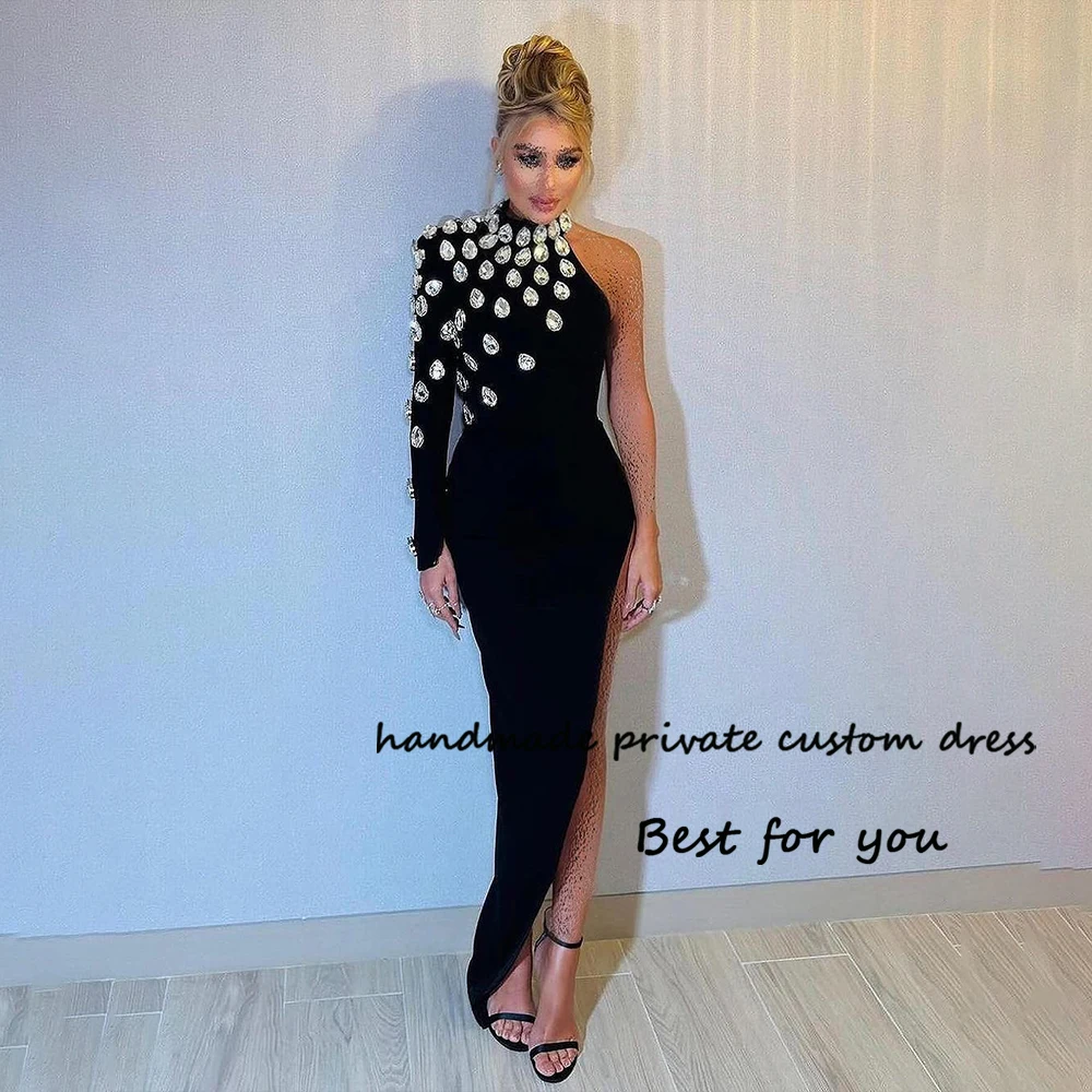 Black Mermaid Evening Prom Dresses Crystal Satin Formal Party Dress with Slit Sexy Cocktail Occasion Gowns 2024
Black Mermaid Evening Prom Dresses Crystal Satin Formal Party Dress with Slit Sexy Cocktail Occasion Gowns 2024