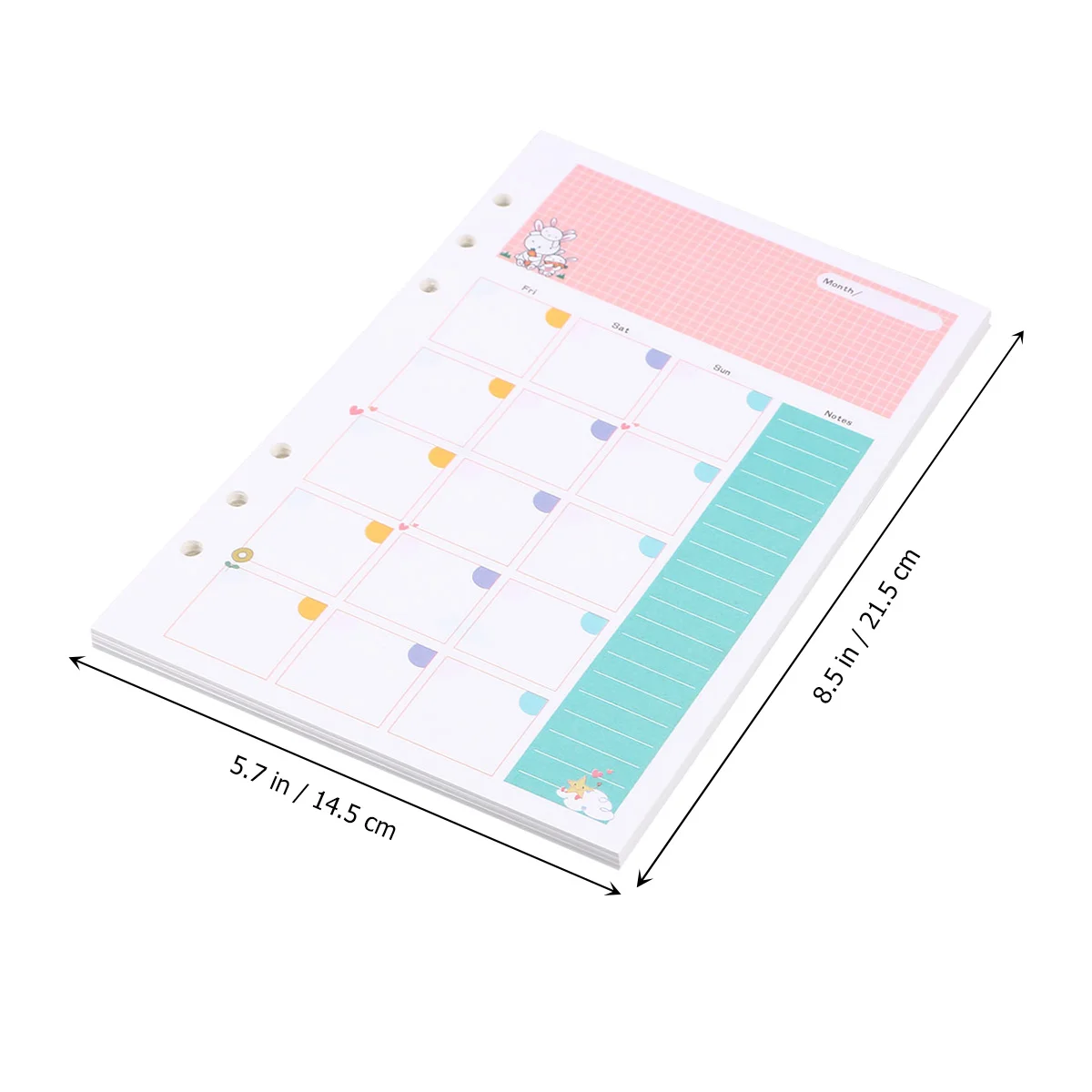 

1PC Colorful A5 Size 6 Holes Loose Leaf Paper Filler Paper Refills for Spiral Notebook Monthly Planner Notepad (Monthly Plan