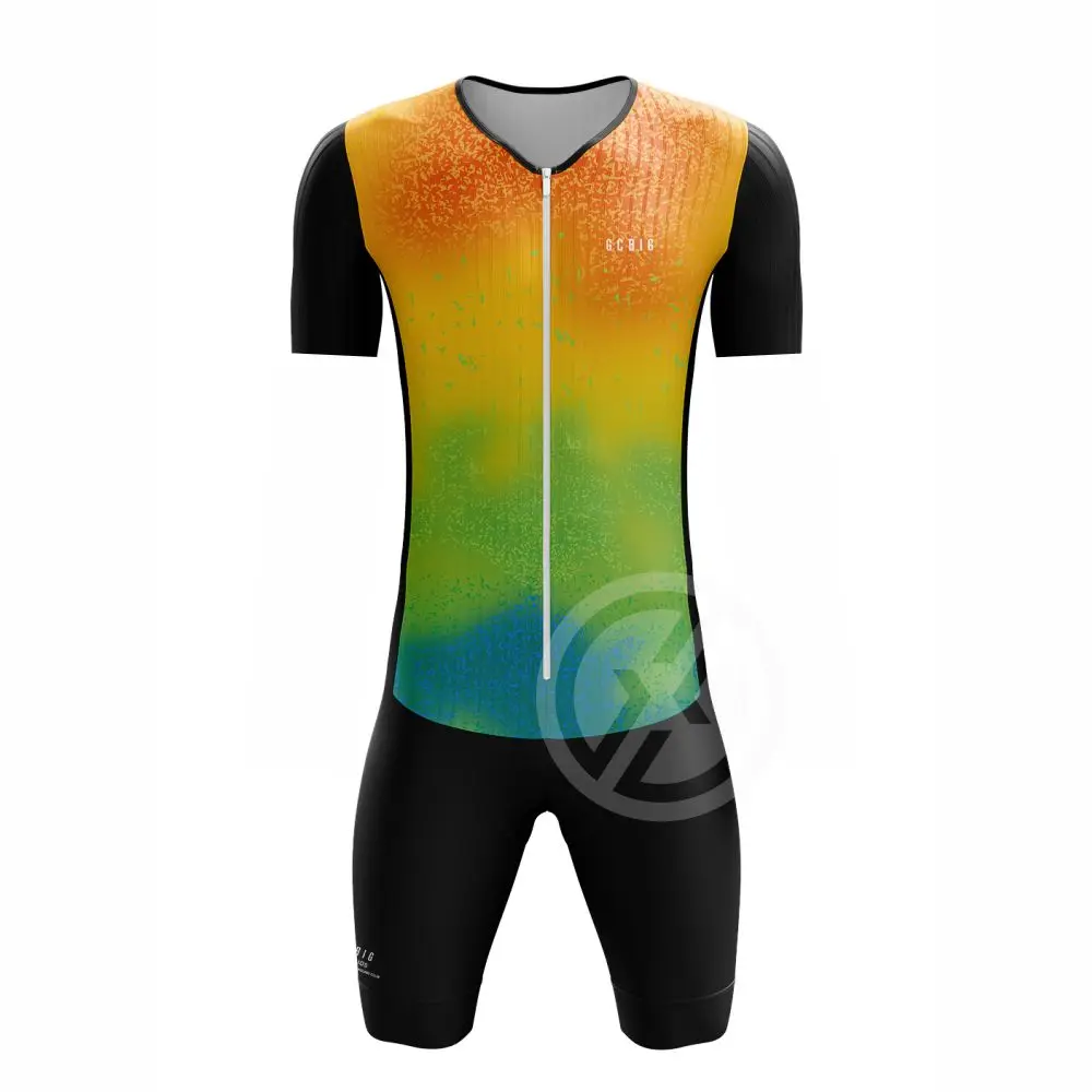 

Summer Men's Short Sleeve Triathlon Suit Cycling Skinsuit Swimming Jumpsuit Running Speedsuit GCBIG Sport Wear Kleding Fiets Kit