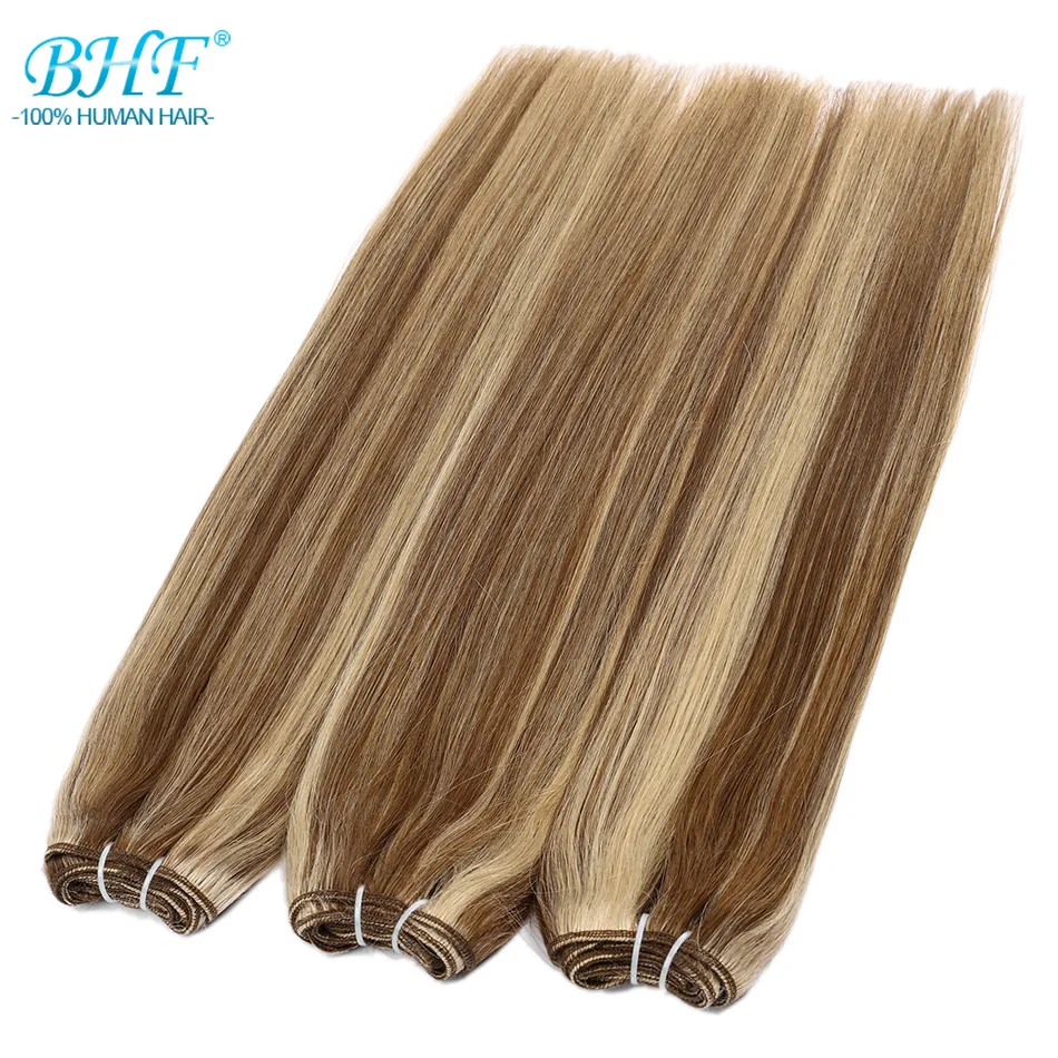 

Straight Human Hair Weaves European Remy Human Hair Bundles Sew In Weft Extensions Natural Hair Brown Blonde 14"-28inch BHF