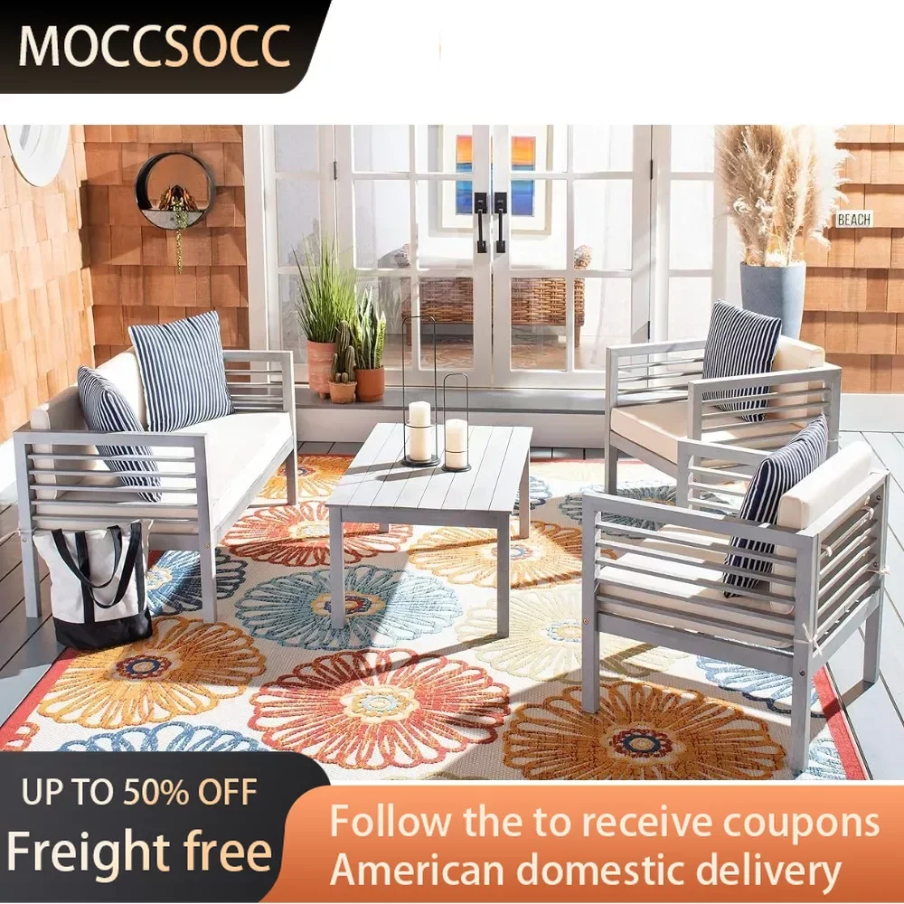 Outdoor Collection Alda Grey / Beige Cushions/ Striped Pillows 4-Piece Conversation Patio Set Freight Free Prefabricated Houses
Outdoor Collection Alda Grey / Beige Cushions/ Striped Pillows 4-Piece Conversation Patio Set Freight Free Prefabricated Houses