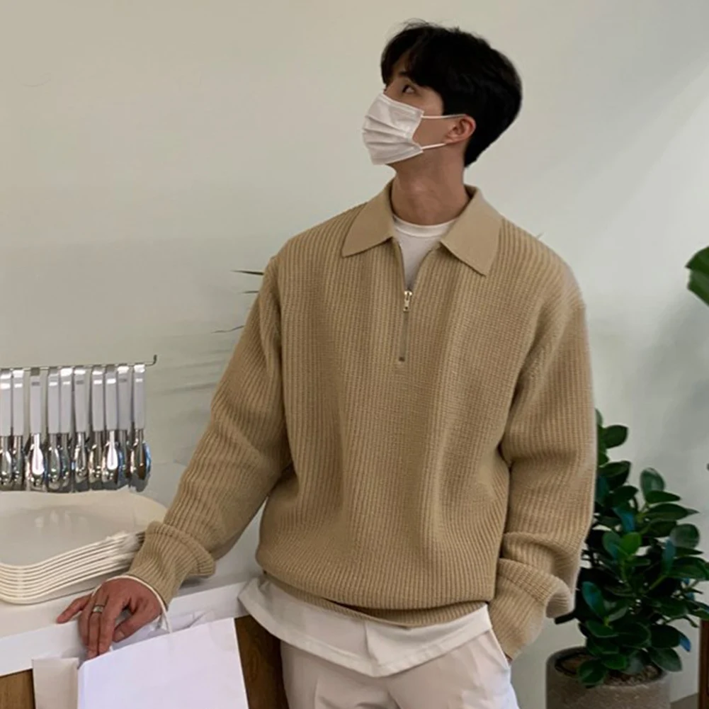 Fashion Solid Men's Knit Sweater Long Sleeve Jumper Tops Fall Vintage Lapel Casual Knitting Sweatshirt Mens Clothing
Fashion Solid Men's Knit Sweater Long Sleeve Jumper Tops Fall Vintage Lapel Casual Knitting Sweatshirt Mens Clothing