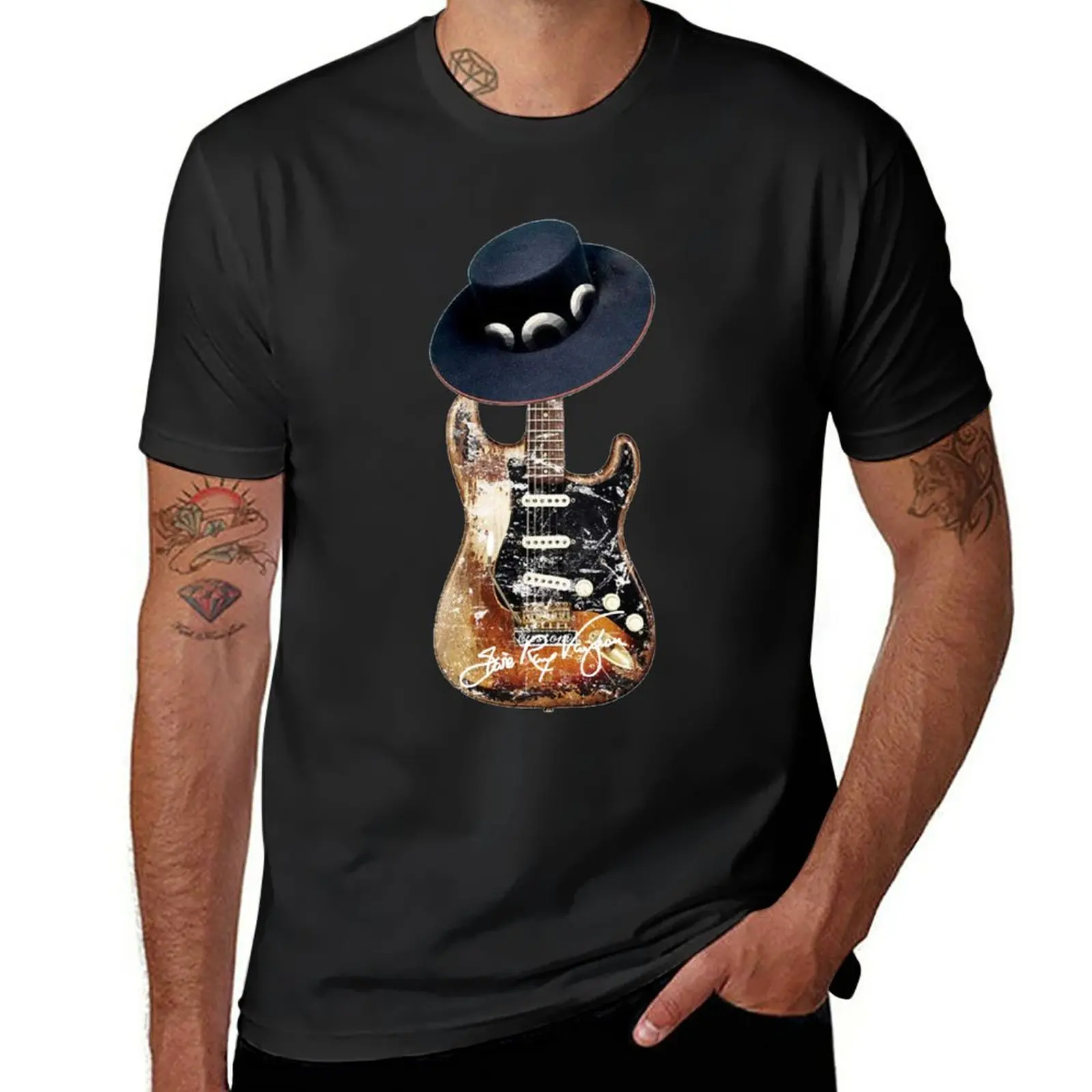

Guitarist Blues Man Vaughan 70s T-Shirt plus sizes funnys summer top new edition mens t shirt