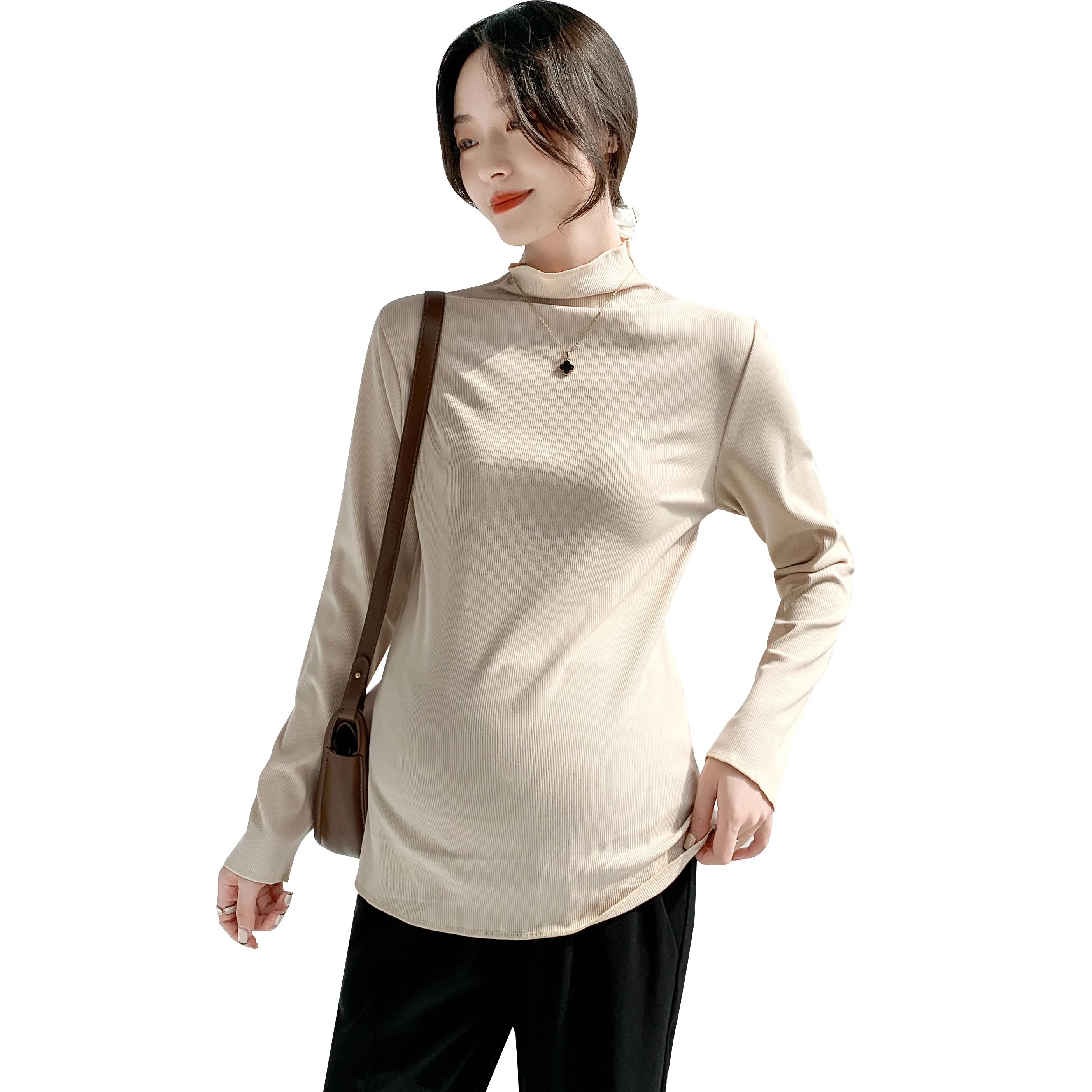 

2023 осенне-зимняя хлопковая Базовая футболка с длинным рукавом для беременных женщин Одежда для беременных 6619