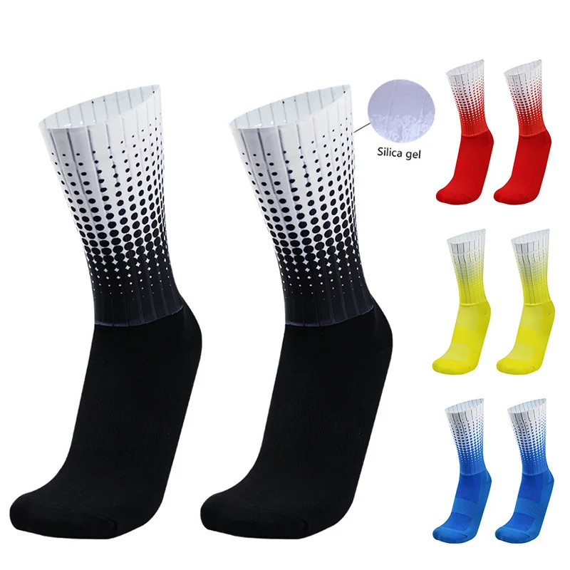 

Socks 2024 New Style Polka Dot Non-slip Summer Sports Cycling Silicone Pro Outdoor Racing Bike Socks Calcetines Ciclismo