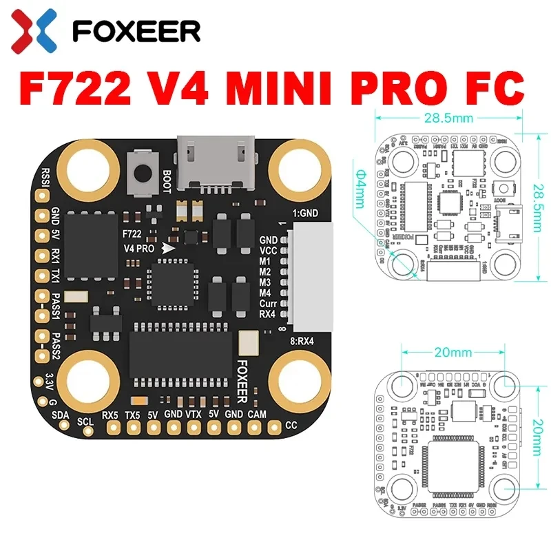 Контроллер полета Foxeer F722 V4 MINI PRO BMS F7 20x20 мм, со встроенным питьевым проходом, FPV, для фристайла, аксессуары для гоночного дрона
Контроллер полета Foxeer F722 V4 MINI PRO BMS F7 20x20 мм, со встроенным питьевым проходом, FPV, для фристайла, аксессуары для гоночного дрона