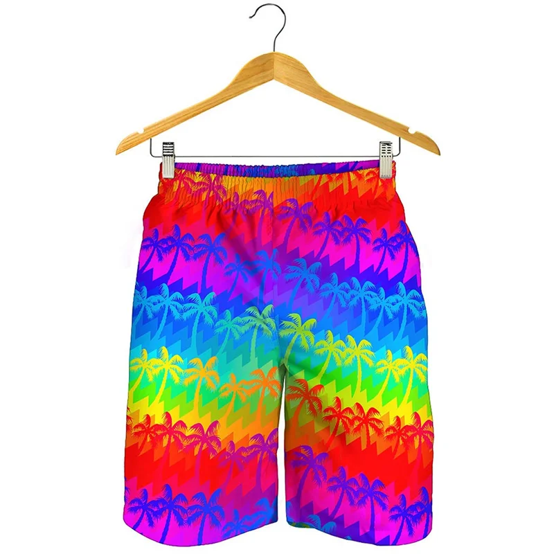 

3D Printed Colorful Beach Shorts Men Rainbow Geometry Graphics Board Shorts Swimsuit Summer Hawaiian Swim Trunks Surf Ice Shorts