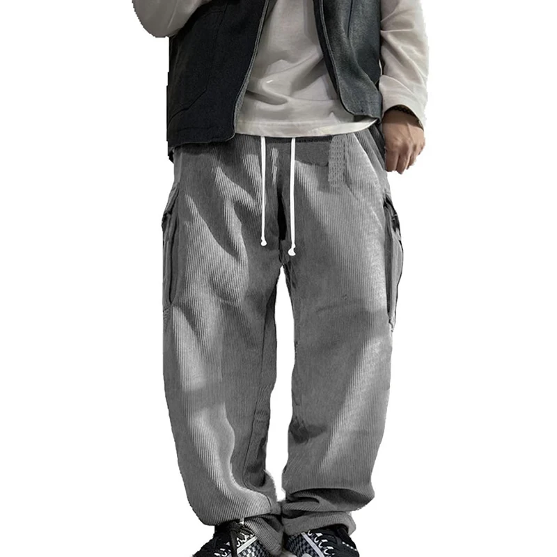 

Новые винтажные вельветовые брюки-карго для мужчин Y2K, модные однотонные брюки с несколькими карманами, мужские повседневные мешковатые брюки, мужская одежда в стиле хип-хоп, 2024
