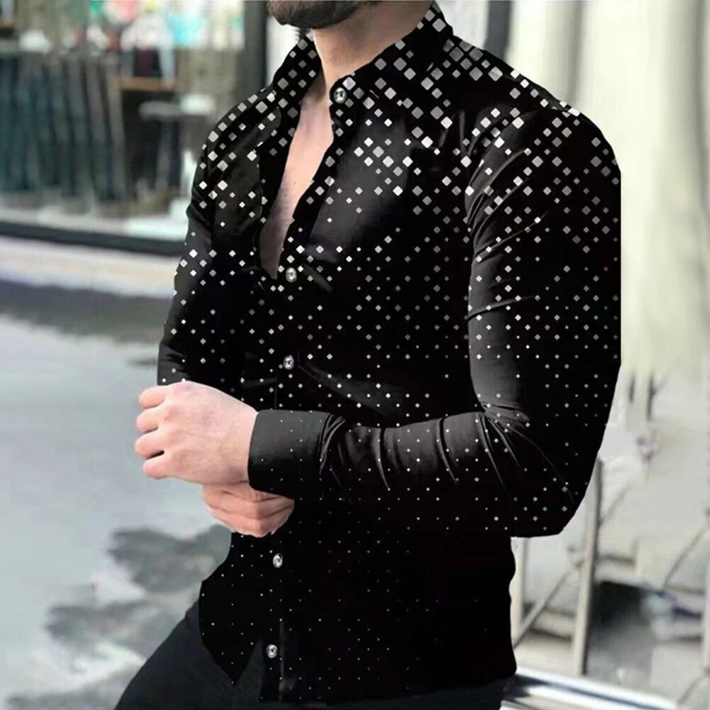 

Trendy Men's Baroque Long Sleeve Shirt for Party Dress Button Down Muscle Fitness Shirt Available in Various Sizes