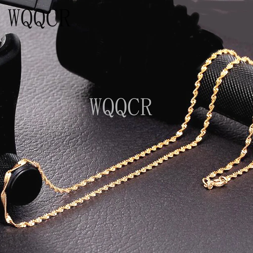 

Wholesale 1PCS Of Bulk 18K Embossed Gold 2MM Double Water Wave Chain 16",18" ,20",22",24",26",28",30Inches Applicable Pendant